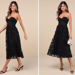LULUS Prom Wedding Flowy Sexy Floral Boho Corset Bustier Midi Dress